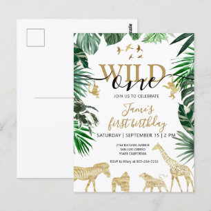 Cartão Postal Animais de Safari na Selva Tropical Aniversário de