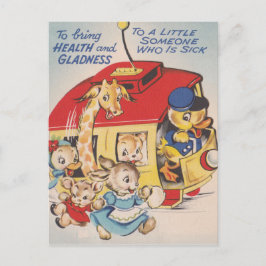 Cartão Postal Animais de Zoológico dos Anos 50 se Recuperem Logo