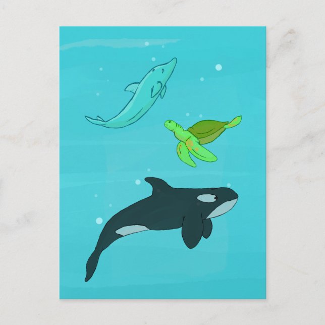 Cartão Postal Animais do mar (Frente)