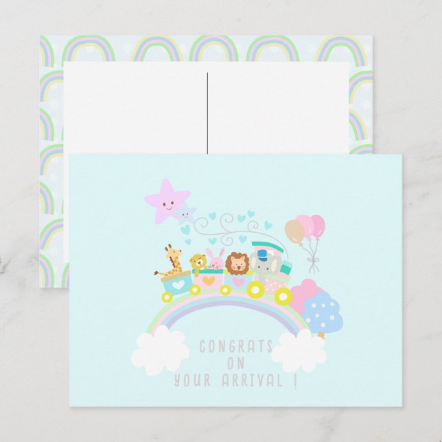 Cartão Postal Animais do trem azul (Frente/Verso)