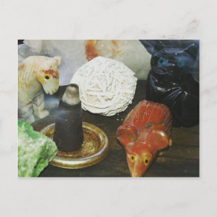 Cartão Postal Animais Espirituosos, Cristais e Incenso