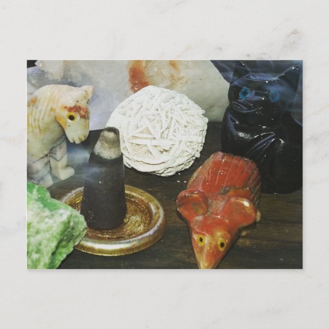 Cartão Postal Animais Espirituosos, Cristais e Incenso (Frente)