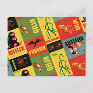 Cartão Postal Animais Fantásticos Padrão Vintage