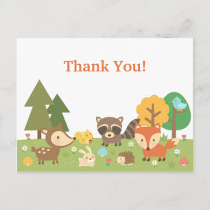 Cartão Postal Animais Fofos da Floresta Obrigado