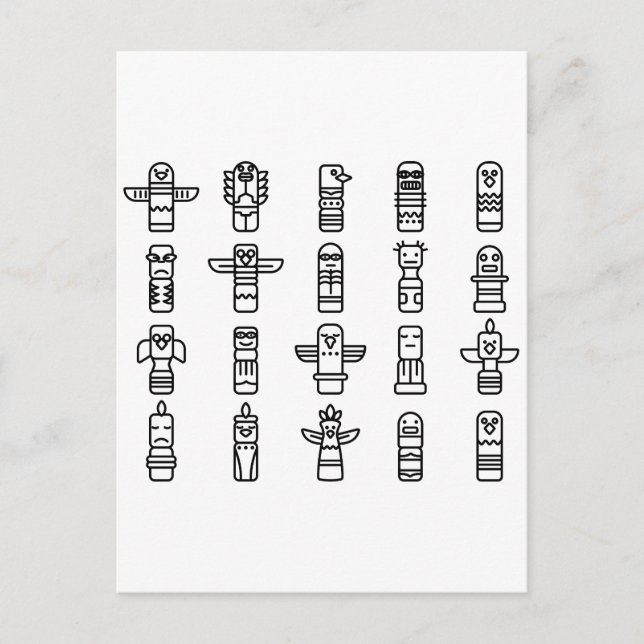 Cartão Postal Animais Haida Nativos Indianos Indígenas Haida (Frente)