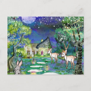 Cartão Postal Animais Mágicos da Floresta e Casa de Campo Obriga
