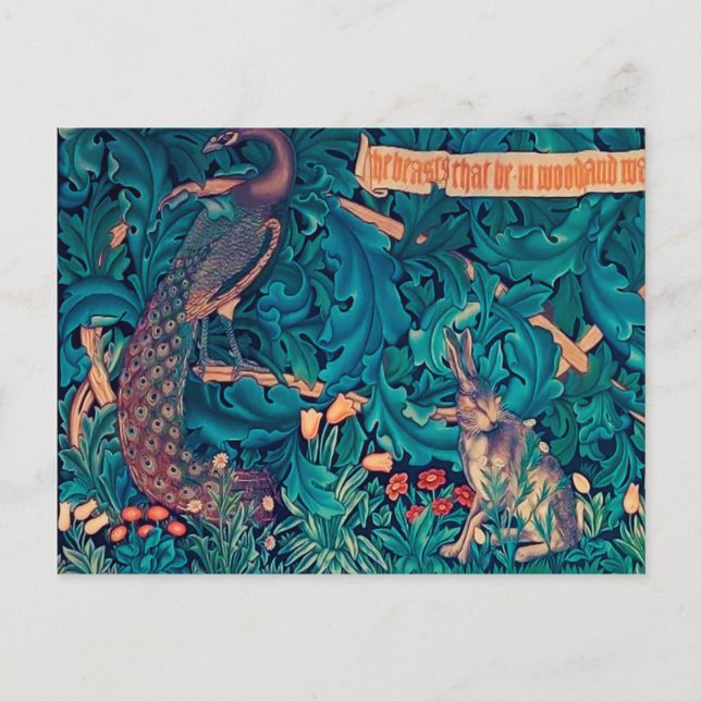Cartão Postal Animais na Floresta, William Morris (Frente)