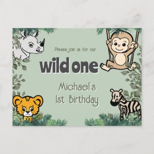 Cartão Postal Animais Safari Cute Selvagens Um