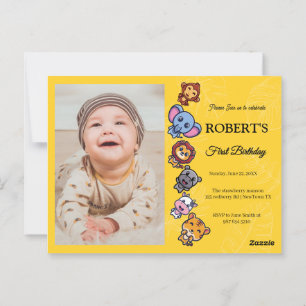 Cartão Postal animais selvagens primeiro aniversário