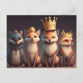 Cartão Postal Animais selvagens usando coroas