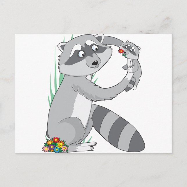 Cartão Postal Animal Alphabet Raccoon (Frente)