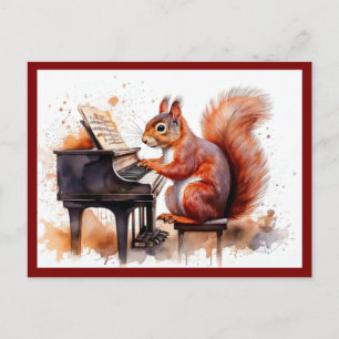 Cartão Postal Animal Cute Esquilo ao Piano
