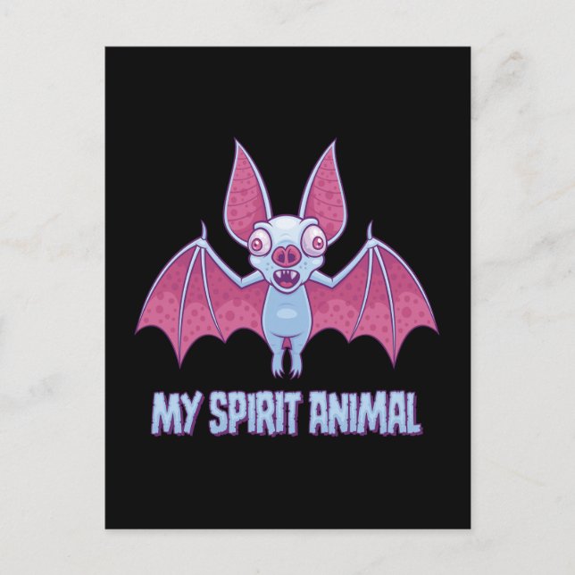 Cartão Postal Animal Espiritual Morcego Albino Excêntrico (Frente)