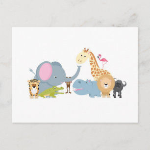 Cartão Postal animal safari grupo branco