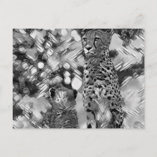 Cartão Postal AnimalArtBW_Cheetah_008