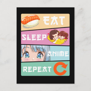 Cartão Postal Anime bonitinho assistindo moça japonesa animaç