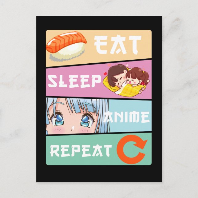 Cartão Postal Anime bonitinho assistindo moça japonesa animação  (Frente)