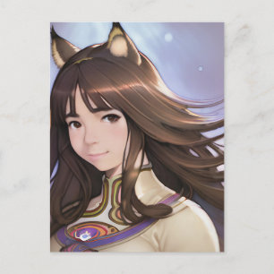 Cartão Postal Anime Cat Eared Mulher
