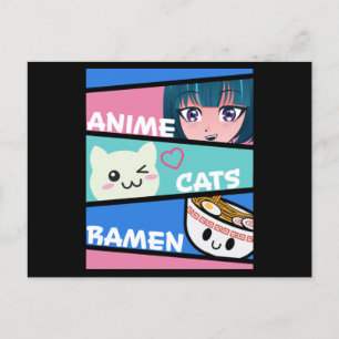 Cartão Postal Anime Cats Ramen Manga Cosplay Japão Kawaii Gift