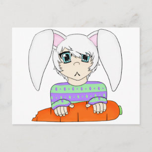 Cartão Postal Anime Coelho Coelho com Cenoura