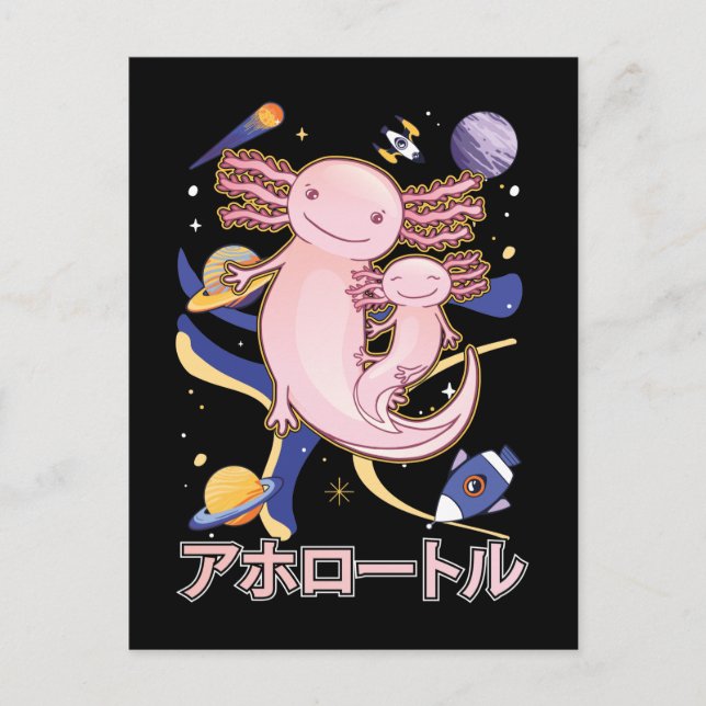 Cartão Postal Anime da Galáxia da Família Axolotl Cute Japonês (Frente)