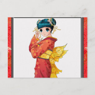Cartão Postal Anime Geisha