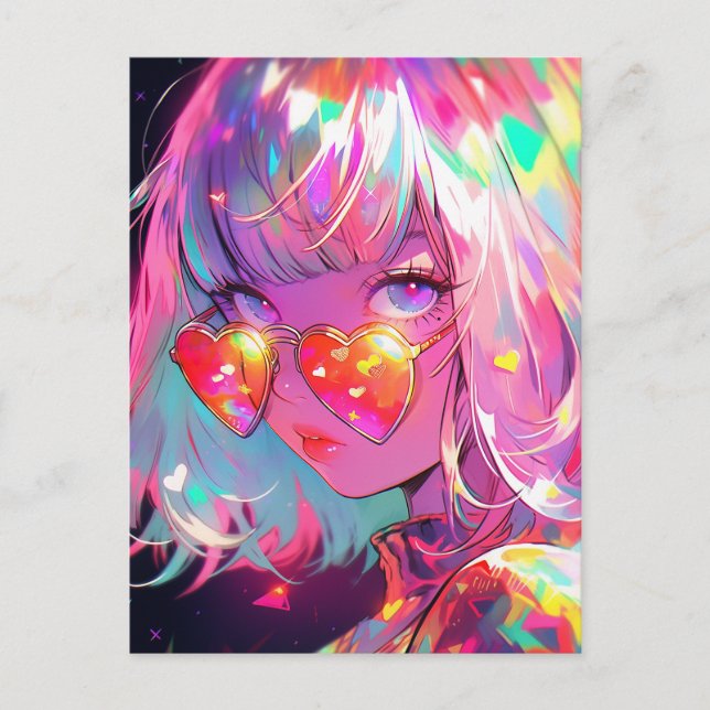 Cartão Postal Anime Girl Hearts (Frente)