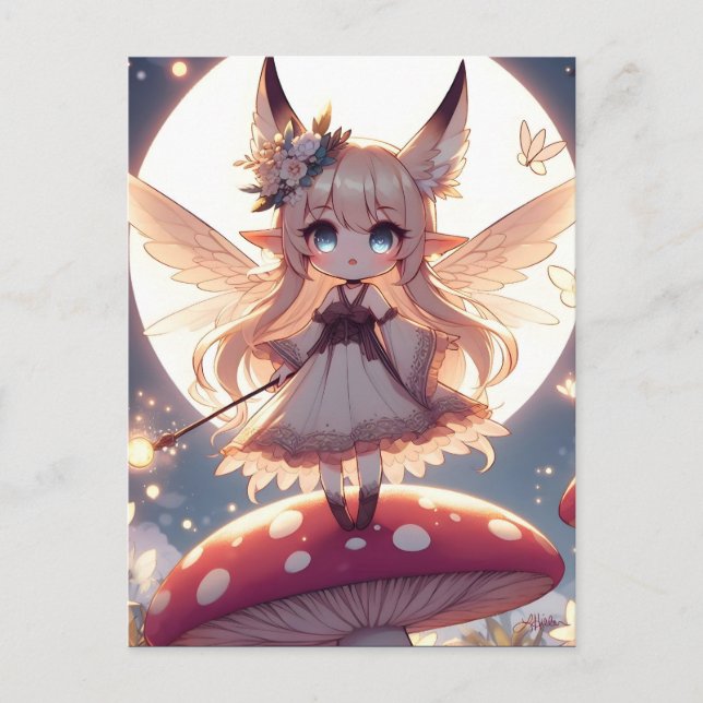 Cartão Postal Anime Girl Pixie Hippie Moon Fairy (Frente)