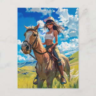 Cartão Postal Anime Journey on Horseback Through Nature