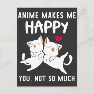 Cartão Postal Anime Lover Cat Happy Japan Feline Art Heart