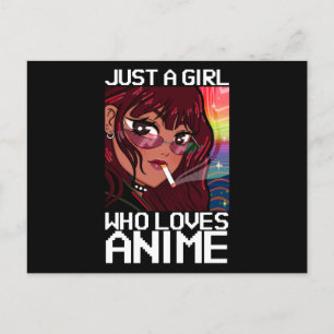 Cartão Postal Anime Manga fumando cigarro Apenas uma garota