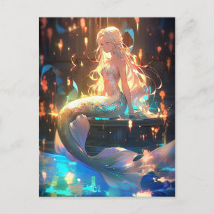Cartão Postal Anime Mermaid Girl Fantasy Art