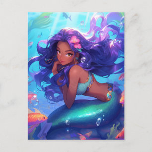 Cartão Postal Anime Mermaid Girl Fantasy Art