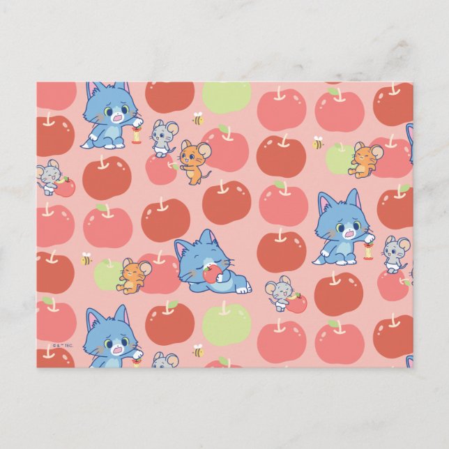 Cartão Postal Anime Tom, Jerry e Tuffy Apple Pattern (Frente)