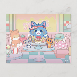 Cartão Postal Anime Tom, Jerry e Tuffy Dessert Parlor