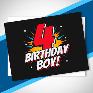 Cartão Postal Aniversariante Super-Herói - 4 Anos - 4º Aniversár