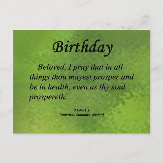 Cartão Postal Aniversário 3 John 1-2 (Frente)