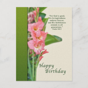 Cartão Postal Aniversário, Cartão-postal Gladiolus Rosa
