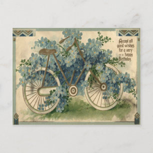 Cartão Postal Aniversário da Bicicleta Não Me Esqueças