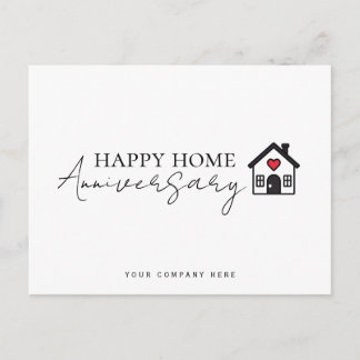 Cartão Postal Aniversário da Casa com Coração em Script Inline
