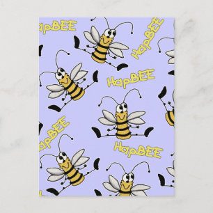 Cartão Postal Aniversário da Colagem de Abelhas HapBEE