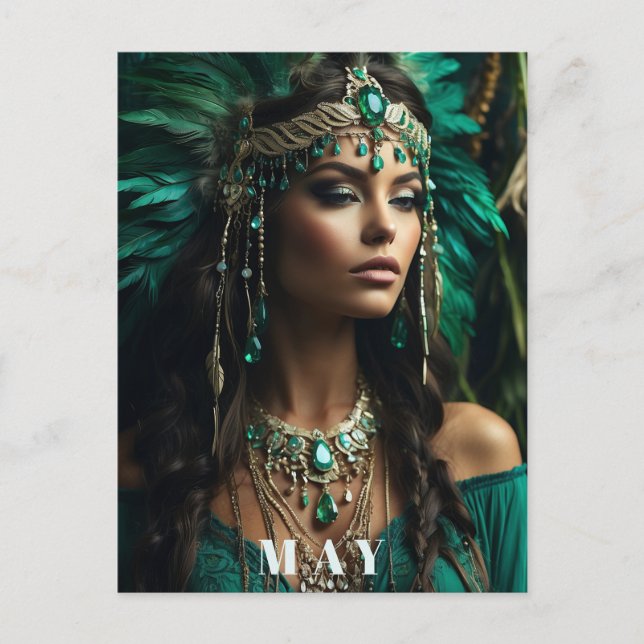 Cartão Postal *~ ANIVERSÁRIO da Deusa MAIO Esmeralda Boho AP53 (Frente)