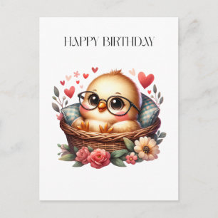 Cartão Postal Aniversário da Franga Inteligente