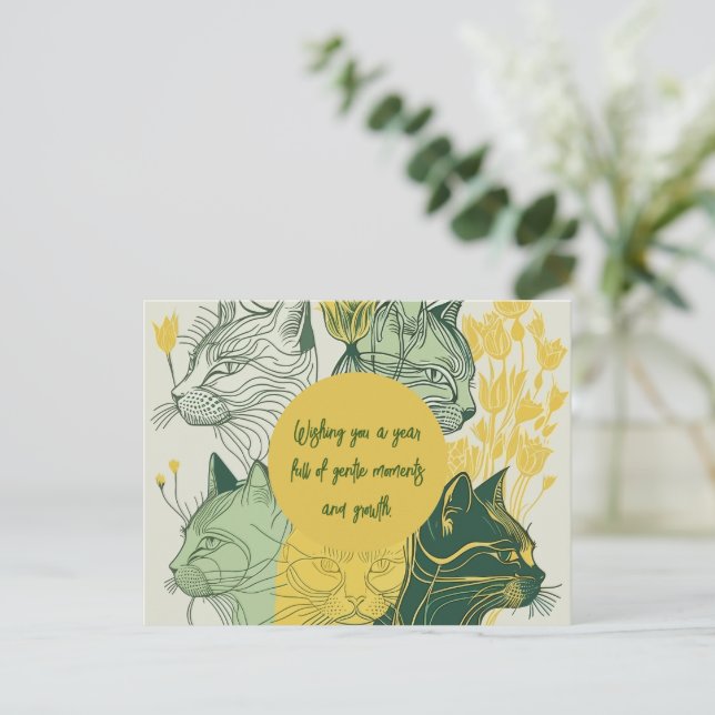 Cartão Postal Aniversário da Gata Boêmia (Em pé/Frente)