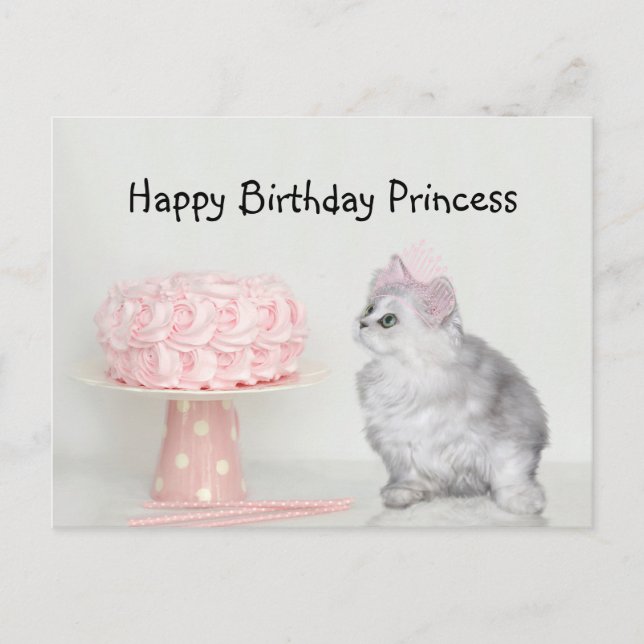 Cartão Postal Aniversário da gatinha princesa (Frente)