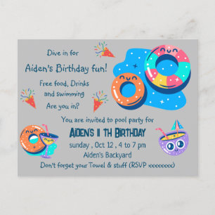 Cartão Postal Aniversário da piscina infantil