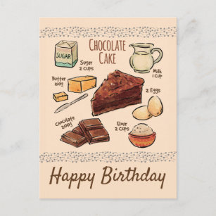 Cartão Postal Aniversário da Receita de Bolo de Chocolate