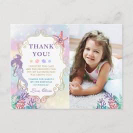 Cartão Postal Aniversário da Sereia Debaixo do Mar Foto Obrigado