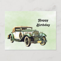 Aniversário da Vintage Green Auto Watercolor
