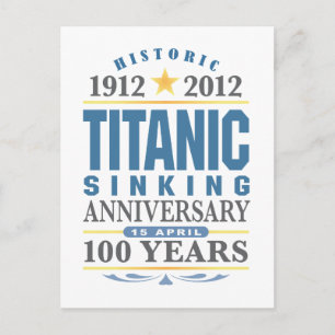 Cartão Postal Aniversário de 100 Anos do Titanic Sinking